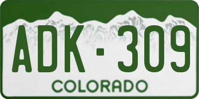 CO license plate ADK309