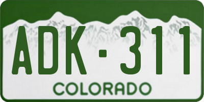 CO license plate ADK311