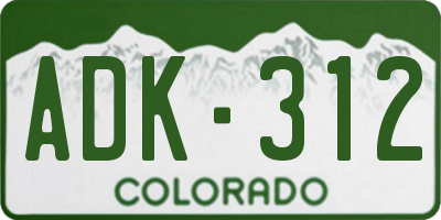 CO license plate ADK312