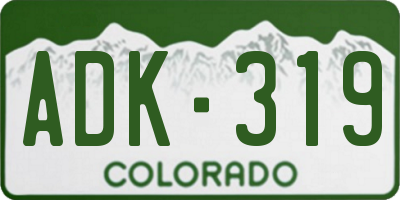 CO license plate ADK319