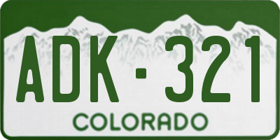 CO license plate ADK321