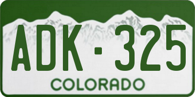 CO license plate ADK325