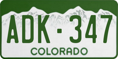 CO license plate ADK347