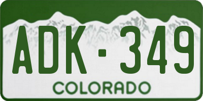 CO license plate ADK349
