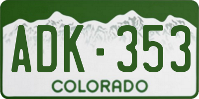 CO license plate ADK353