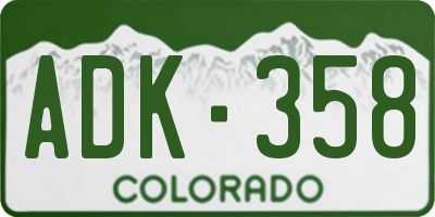 CO license plate ADK358