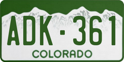 CO license plate ADK361
