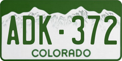 CO license plate ADK372