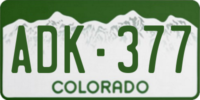 CO license plate ADK377
