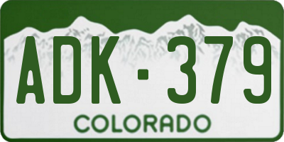 CO license plate ADK379