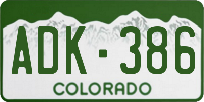 CO license plate ADK386