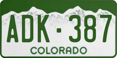 CO license plate ADK387