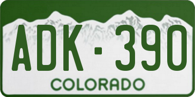 CO license plate ADK390