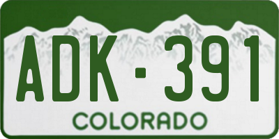 CO license plate ADK391