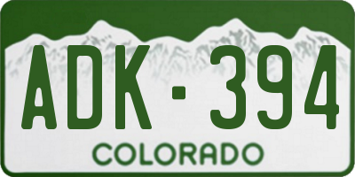 CO license plate ADK394