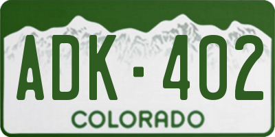 CO license plate ADK402