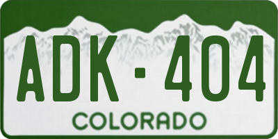 CO license plate ADK404
