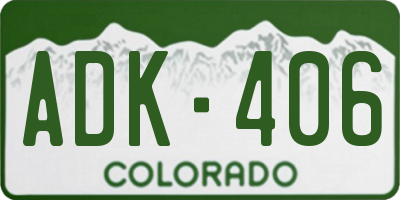 CO license plate ADK406