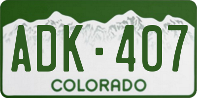CO license plate ADK407