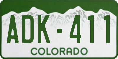 CO license plate ADK411