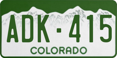 CO license plate ADK415