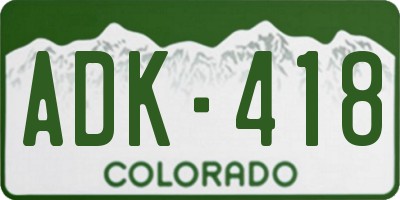 CO license plate ADK418