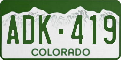 CO license plate ADK419