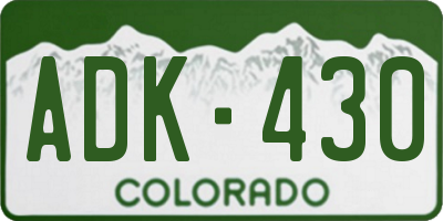CO license plate ADK430