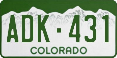 CO license plate ADK431