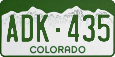 CO license plate ADK435