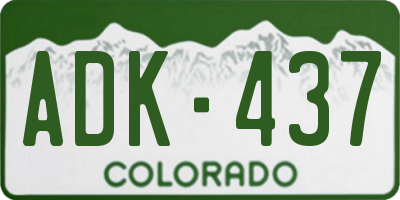 CO license plate ADK437