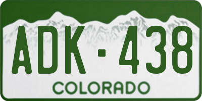 CO license plate ADK438