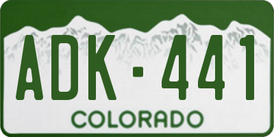 CO license plate ADK441