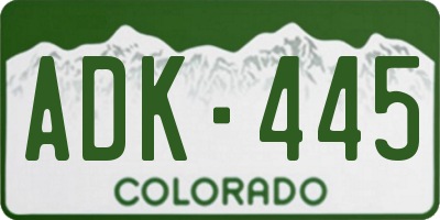 CO license plate ADK445