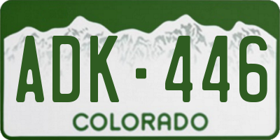 CO license plate ADK446