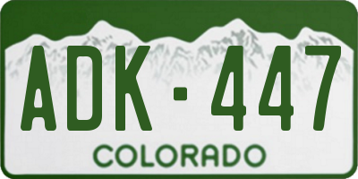 CO license plate ADK447