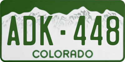 CO license plate ADK448