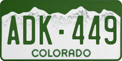 CO license plate ADK449