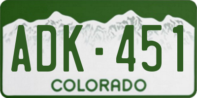 CO license plate ADK451