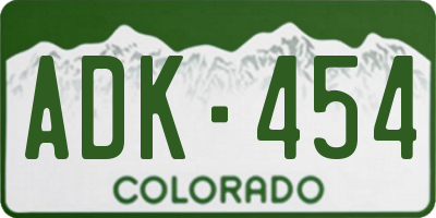 CO license plate ADK454