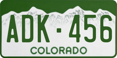 CO license plate ADK456