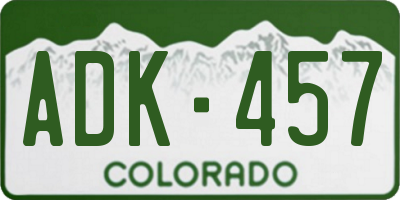CO license plate ADK457