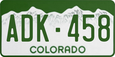CO license plate ADK458