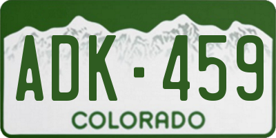 CO license plate ADK459