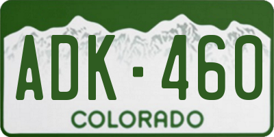 CO license plate ADK460