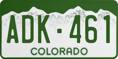 CO license plate ADK461