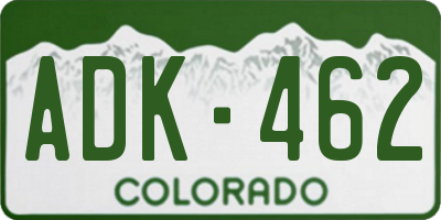 CO license plate ADK462