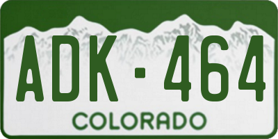 CO license plate ADK464