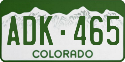 CO license plate ADK465