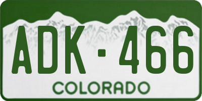 CO license plate ADK466